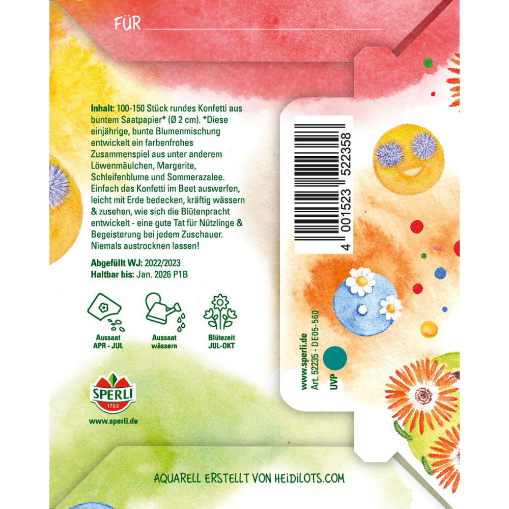 Confetti SPERLI cu seminte rotunde pentru flori – Saatgut Konfetti eco, ideal pentru gradini sustenabile, cu protectie germinatie