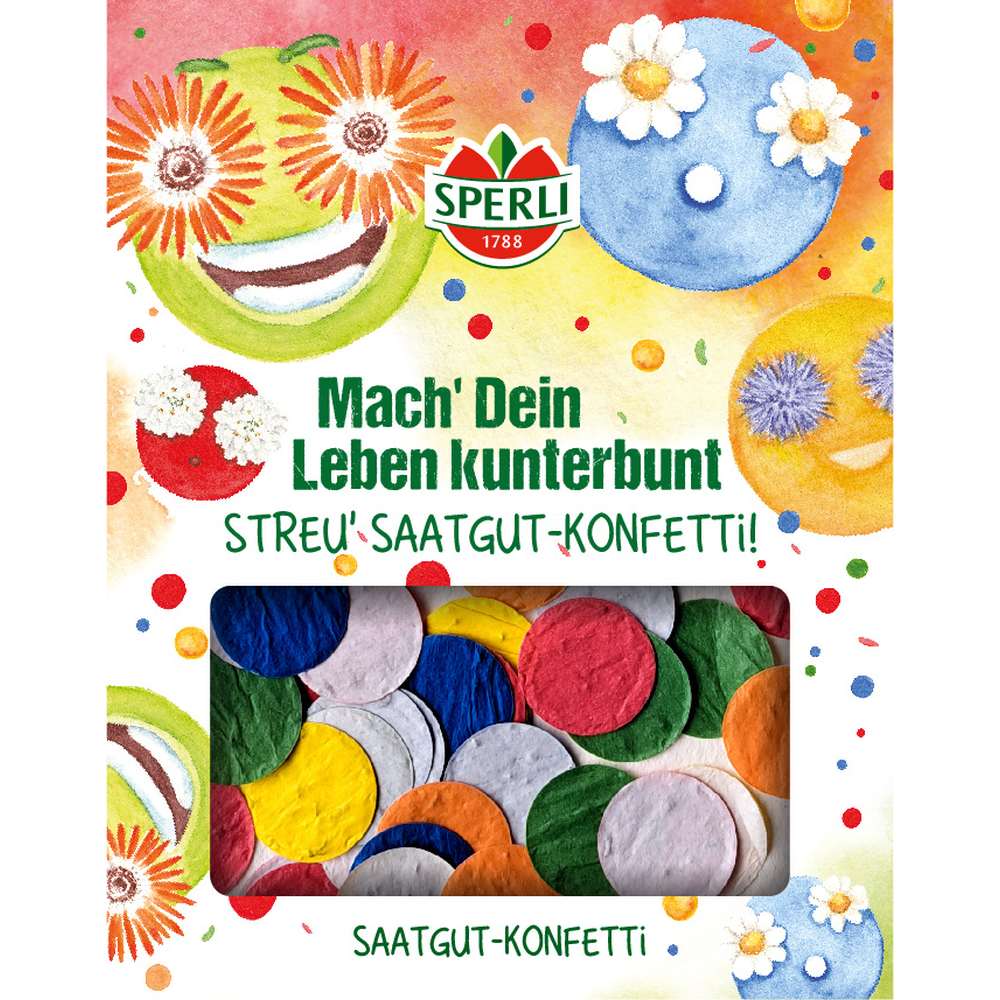 Confetti SPERLI cu seminte rotunde pentru flori – Saatgut Konfetti eco, ideal pentru gradini sustenabile, cu protectie germinatie
