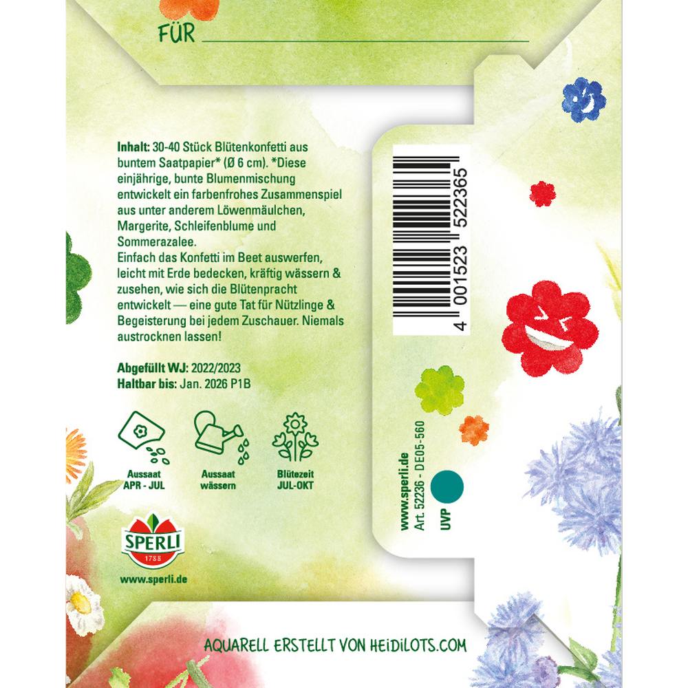 Confetti SPERLI cu seminte de flori – Saatgut Konfetti eco pentru gradina si evenimente sustenabile, cu protectie germinatie