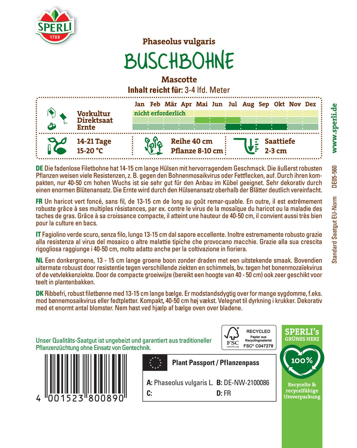 Seminte fasole pitica Mascotte