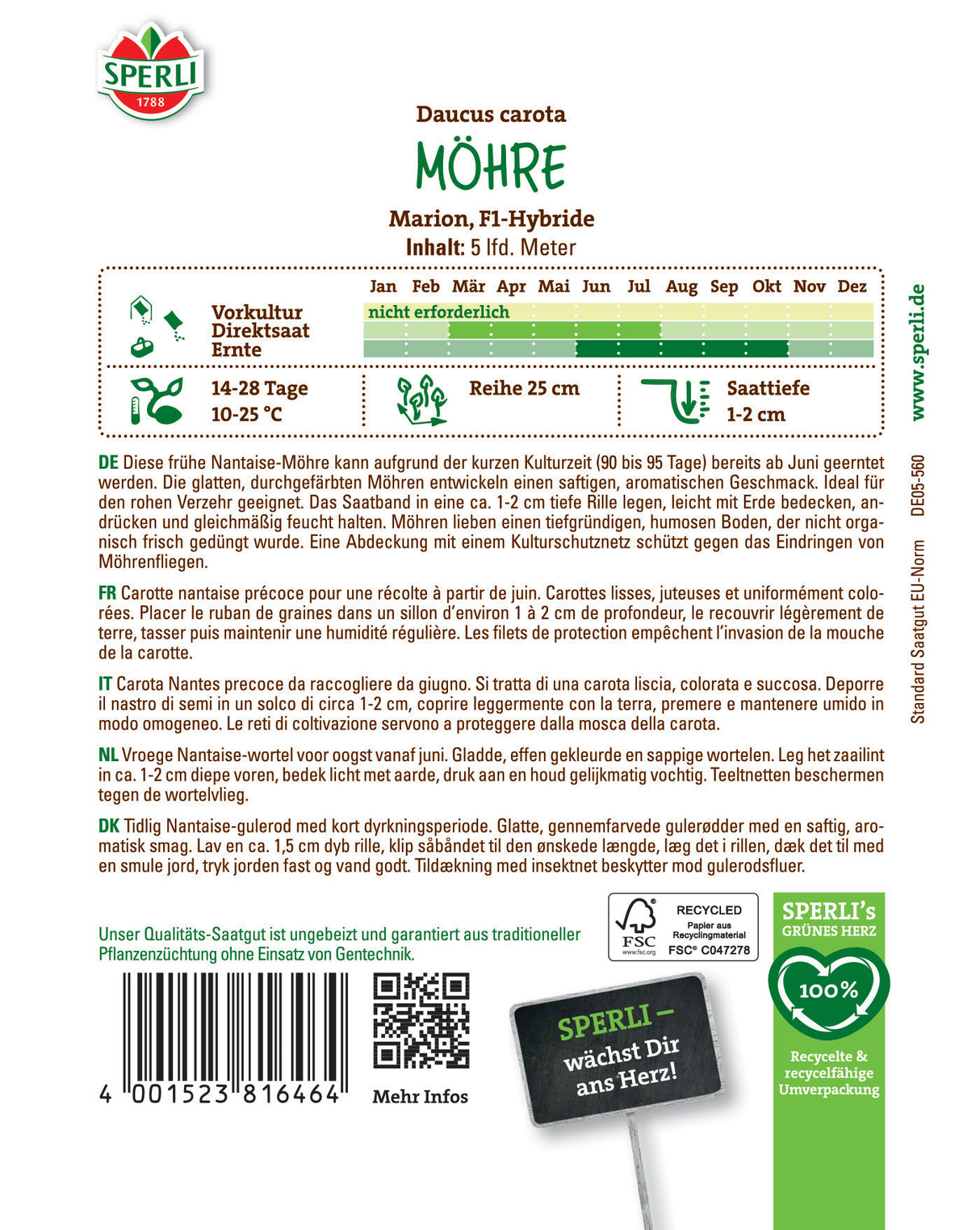 Seminte morcovi Marion