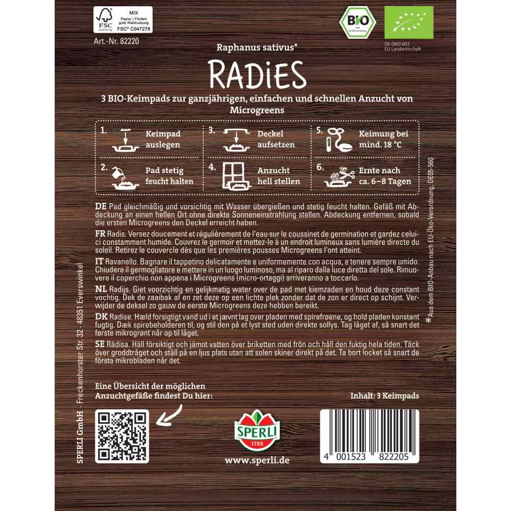 Pad refill Microgreens – ridiche pentru germinare rapida, 3 Pads, cu protectie germinatie