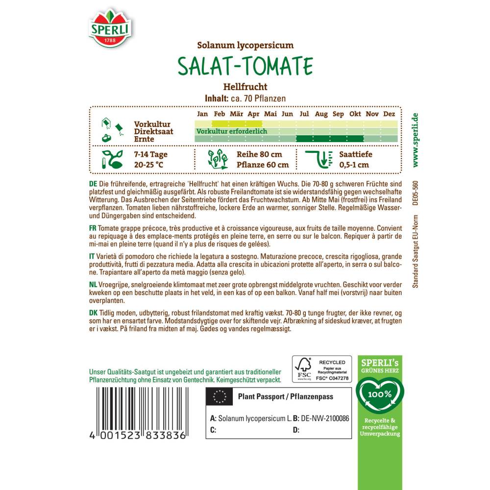 Seminte rosii Hellfrucht – soi clasic cu fructe rosii stralucitoare, ajung la 50-100 g