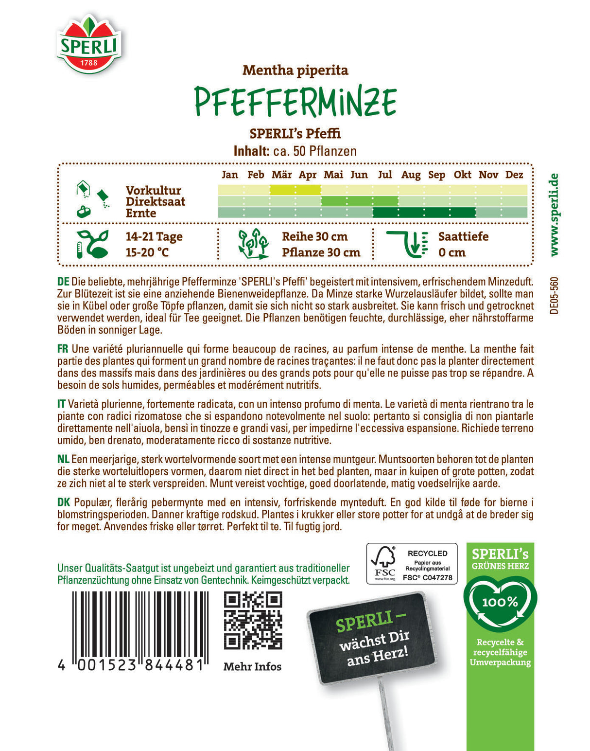 Seminte menta SPERLI Pfeffi