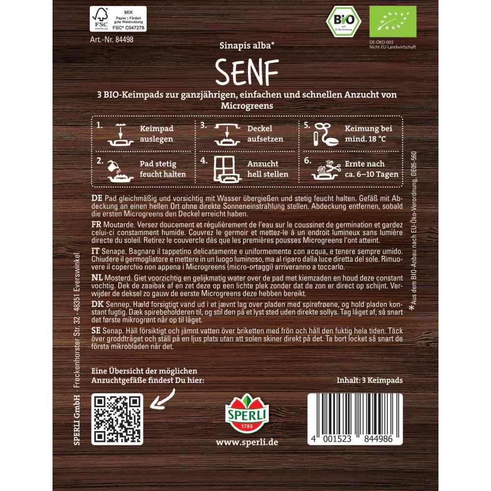 Pad refill Microgreens – seminte de mustar alb, 3 Pads, cu protectie germinatie