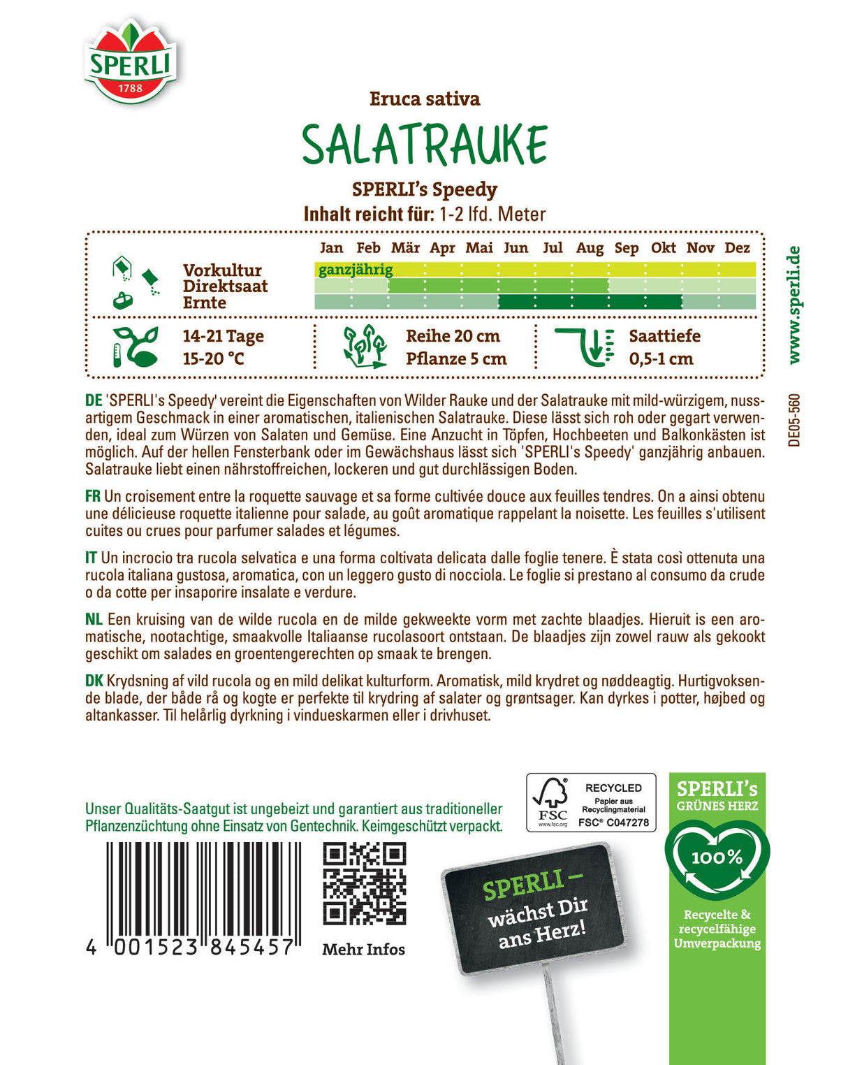 Seminte rucola SPERLI Speedy