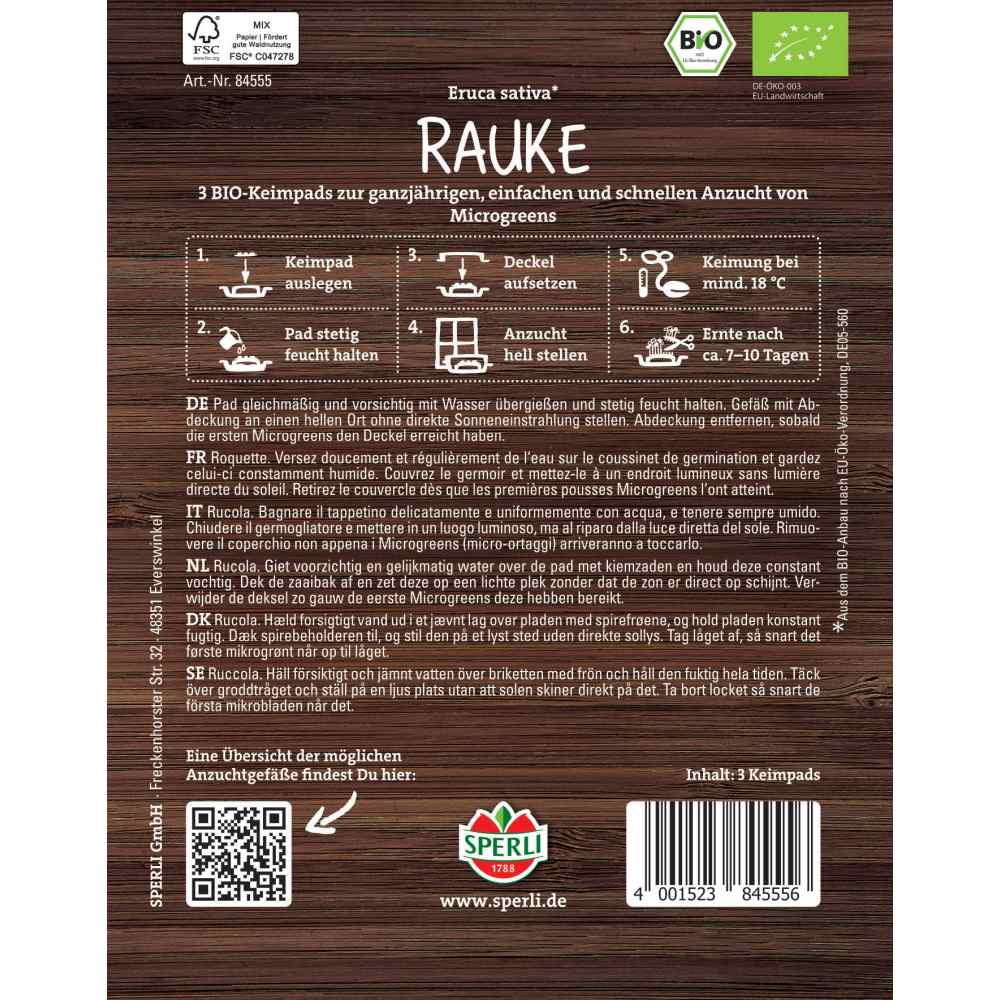 Pad refill Microgreens – rucola cu aroma intensa, 3 Pads, cu protectie germinatie