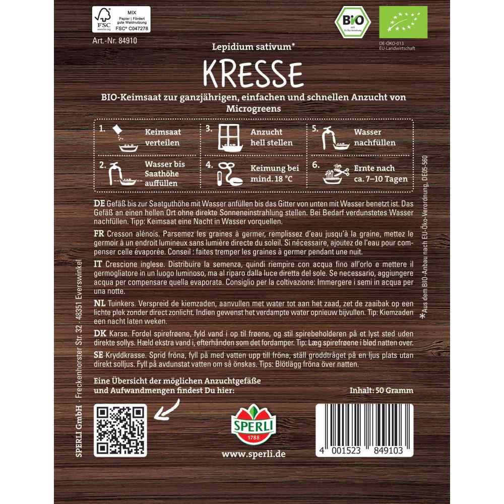 BIO Microgreens – seminte de creson pentru ghiveci, 50 g, cu protectie germinatie