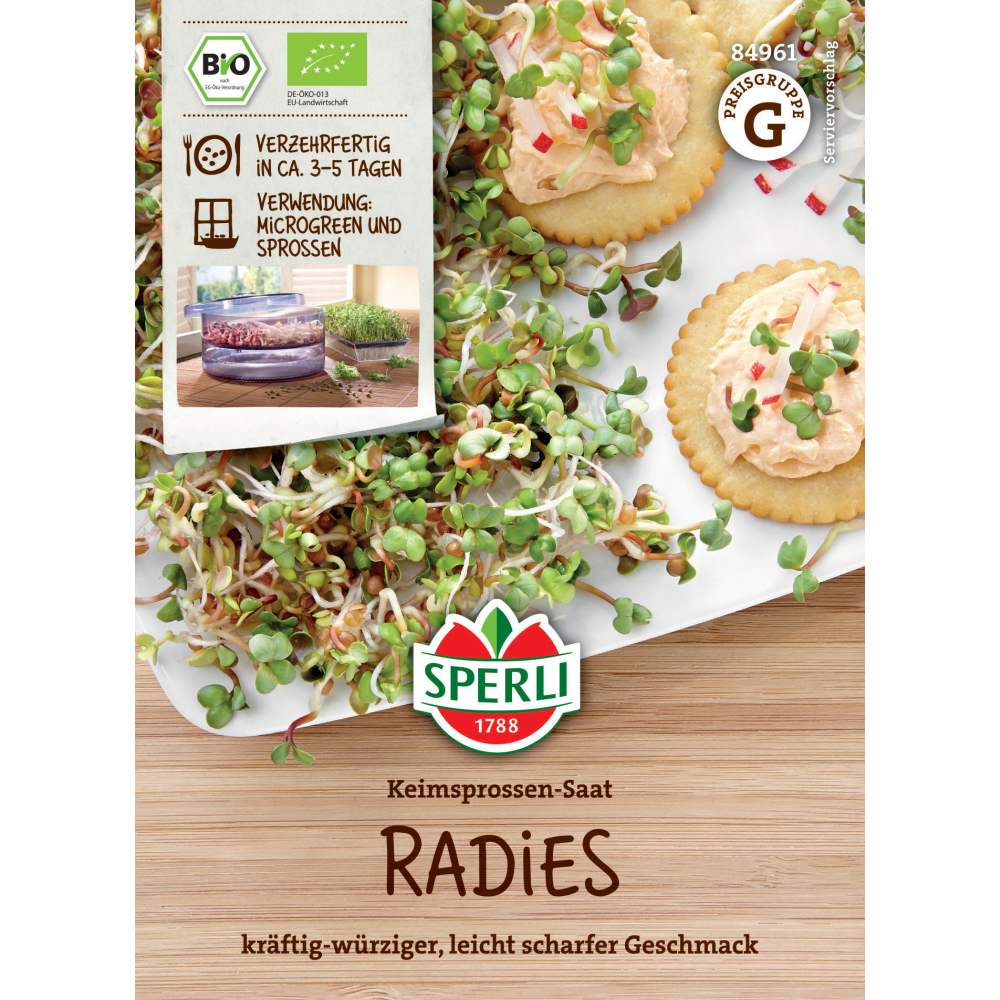 BIO lastari de ridiche – pentru germeni crocanti, 50 g, cu protectie germinatie