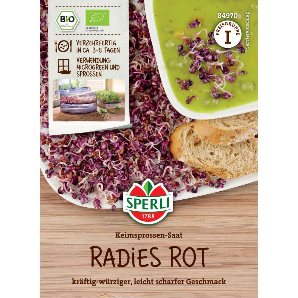 BIO lastari de ridiche rosie – aroma picanta si intensa, 30 g, cu protectie germinatie