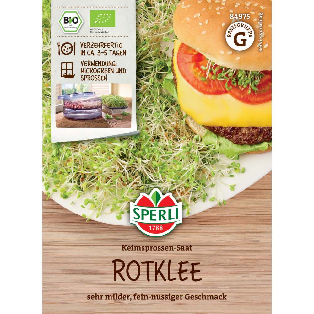 BIO lastari de trifoi rosu – bogati in nutrienti, 20 g, cu protectie germinatie