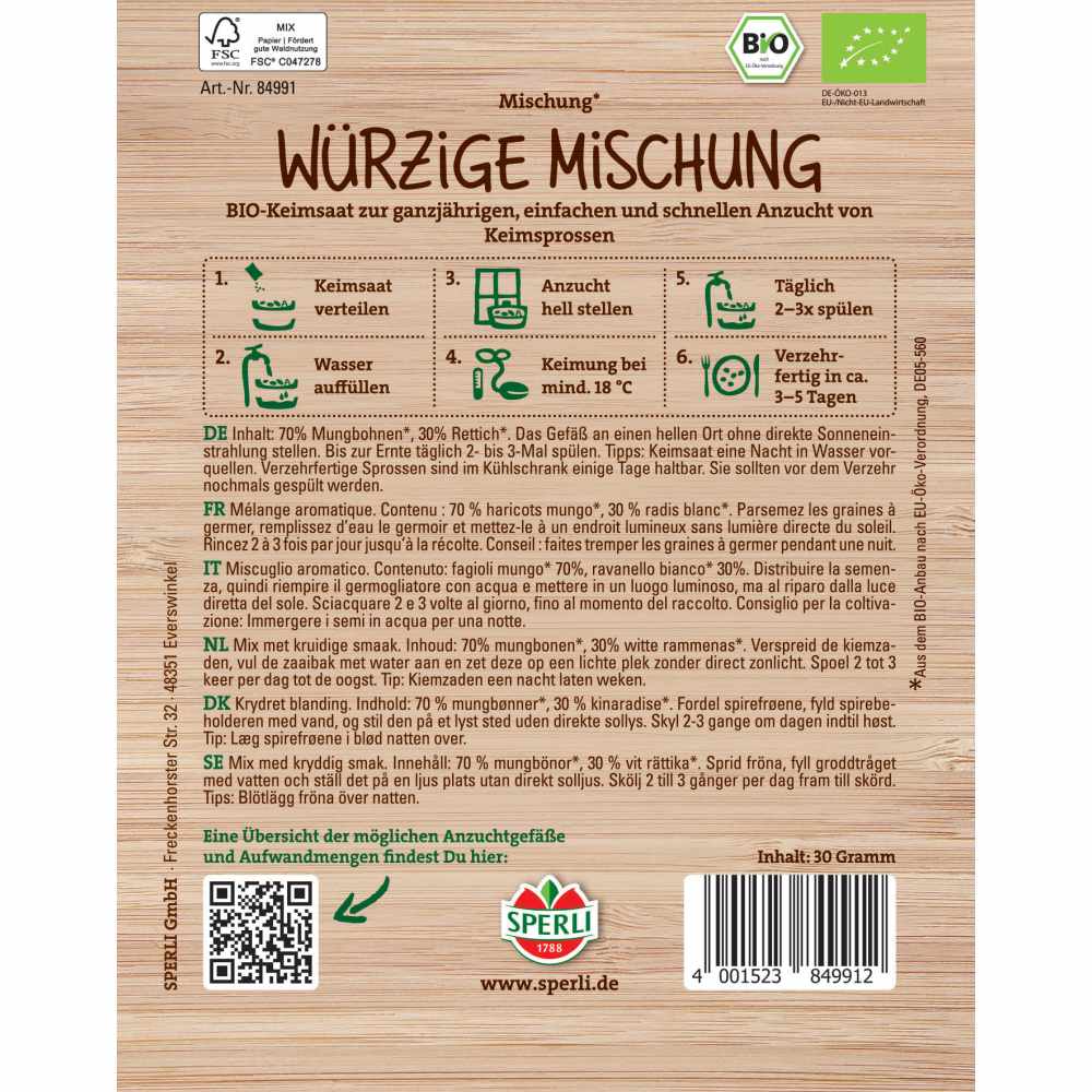 BIO mix aromat de lastari – gust intens pentru salate, 30 g, cu protectie germinatie