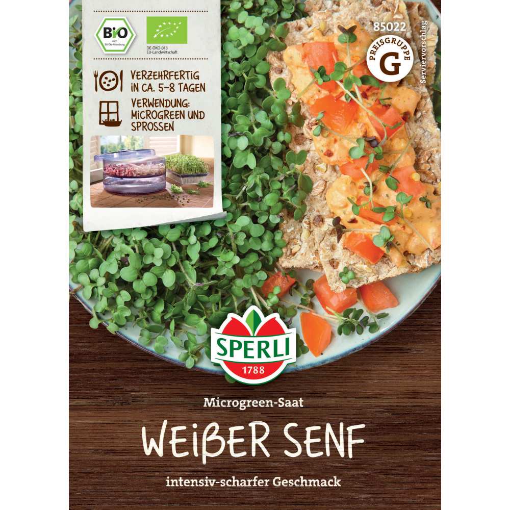 BIO Microgreens – seminte de mustar alb pentru salate, 50 g, cu protectie germinatie