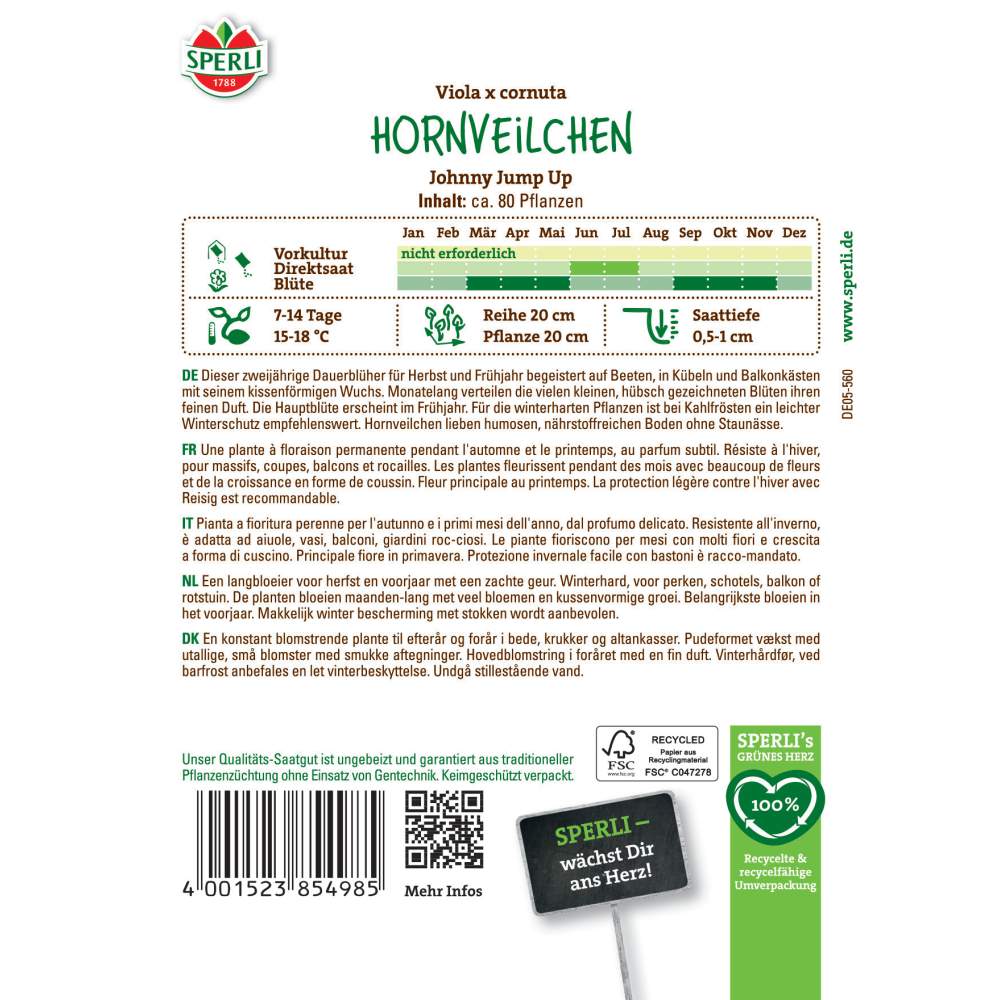 Seminte panselute Johnny Jump Up – flori bicolore pentru jardiniere, ajunge pentru 80 Plante, cu protectie germinatie