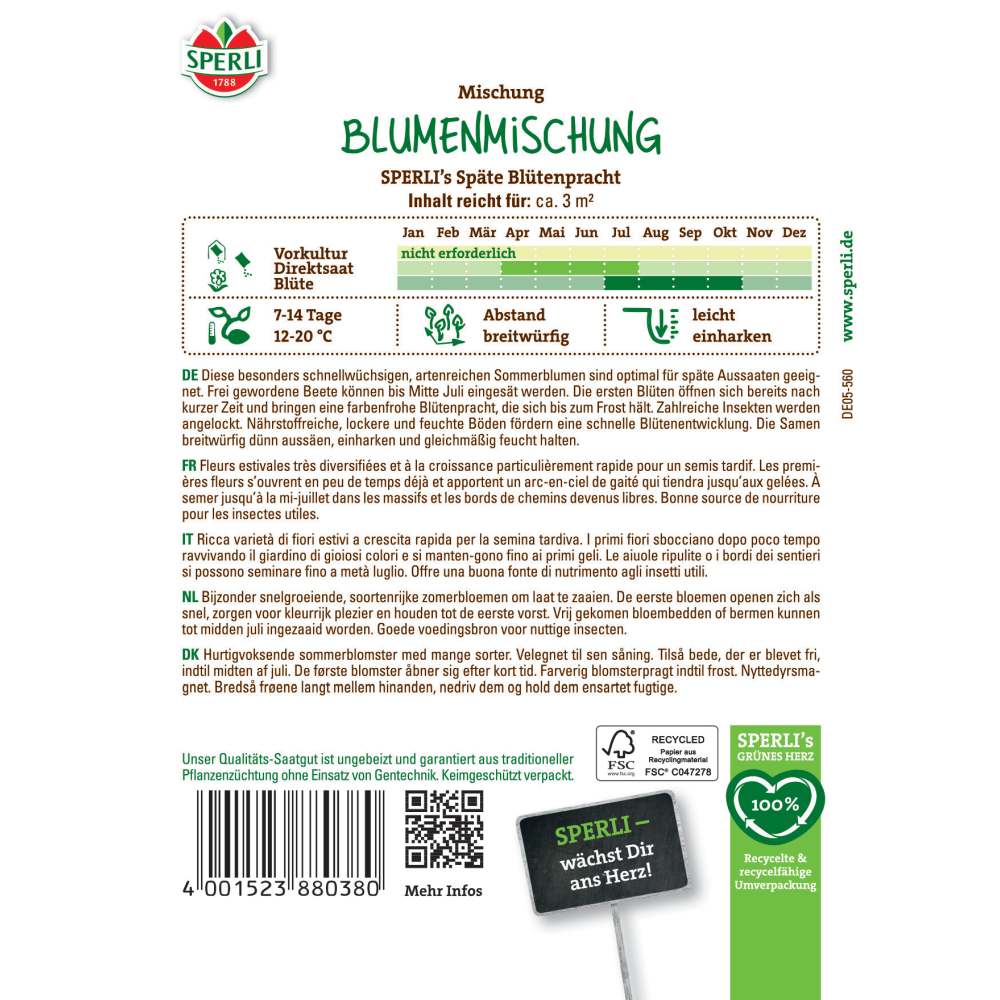 Seminte de degetar SPERLI Mervita – pentru borduri colorate, ajunge pentru 3 m², cu protectie germinatie