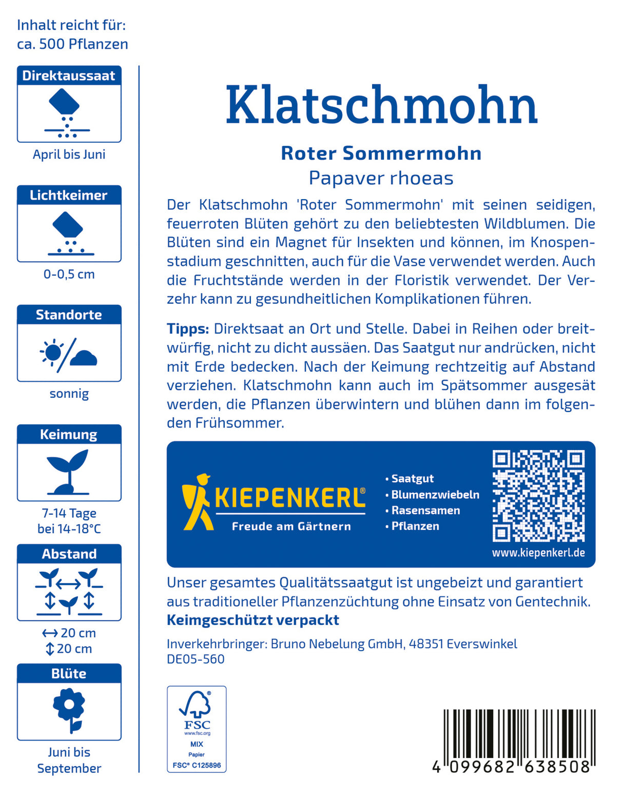 seminte mac de vara roter sommermohn