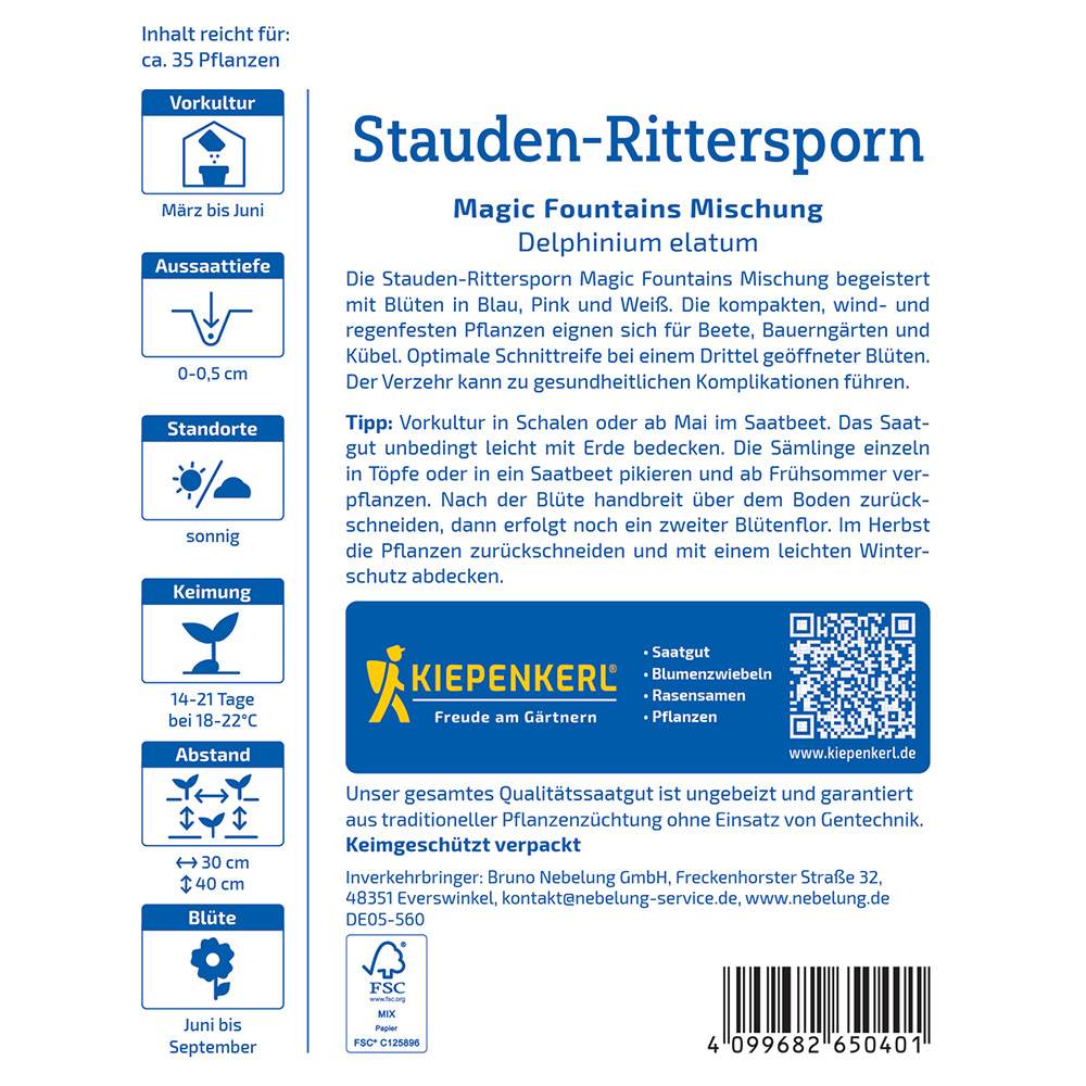 Seminte de delphinium Magic Fountains – amestec elegant, ajunge pentru 35 Plante