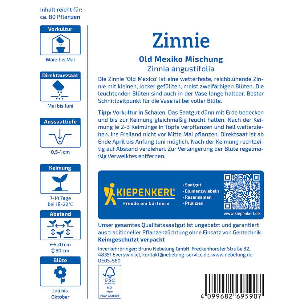 Seminte de zinnia Old Mexiko – amestec traditional, ajunge pentru 80 Plante