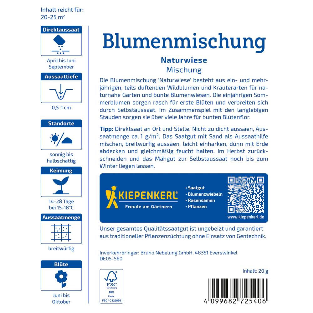 Amestec seminte pentru pajisti naturale – biodiversitate in gradina, ajunge pentru 20 - 25m²