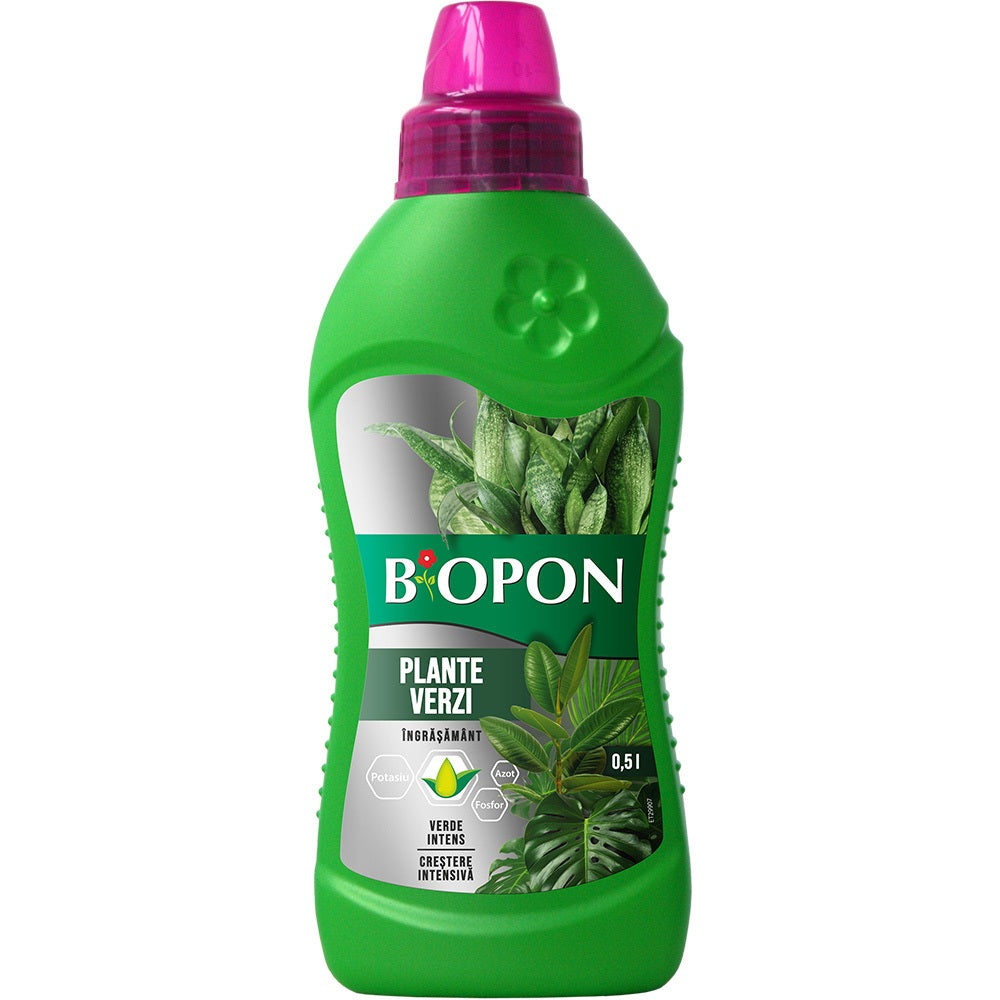 Ingrasamant lichid BIOPON pentru plante ornamentale cu frunze verzi, 500 ml