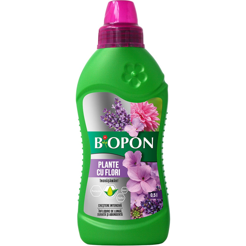 Ingrasamant lichid BIOPON pentru flori ornamentale, inflorire abundenta, 500 ml