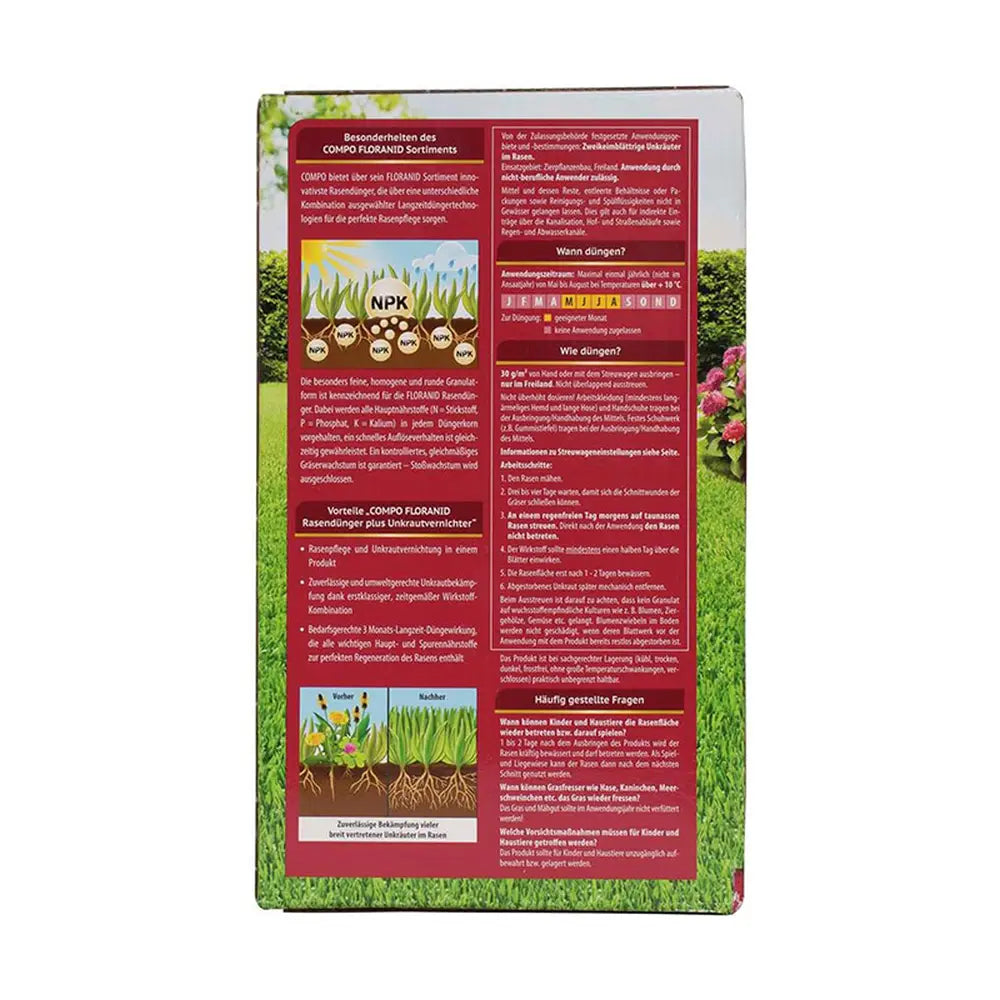 Ingrasamant gazon Compo Floranid cu erbicid 2 in 1 efect imediat si de lunga durata 1.5 kg pentru 50 mp