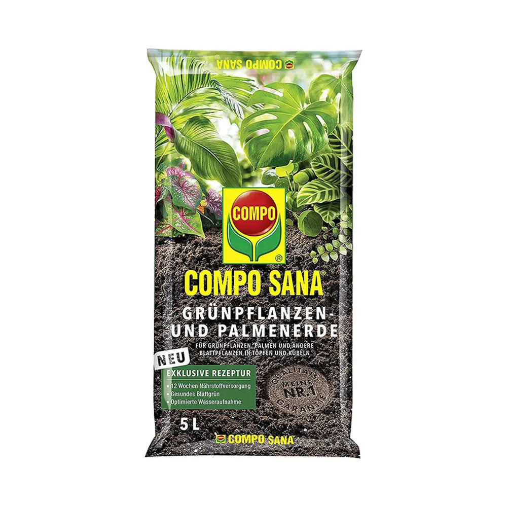 Pamant Compo Sana pentru plante verzi si palmieri 5 litri cu fertilizare 12 saptamani