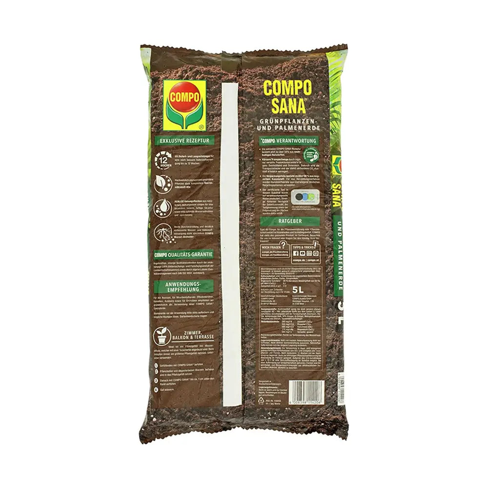 Pamant Compo Sana pentru plante verzi si palmieri 5 litri cu fertilizare 12 saptamani