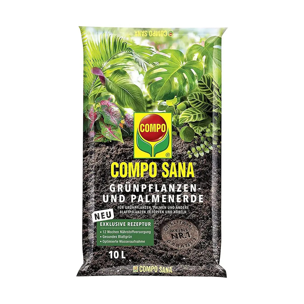 Pamant Compo Sana pentru plante verzi si palmieri 10 litri cu fertilizare 12 saptamani