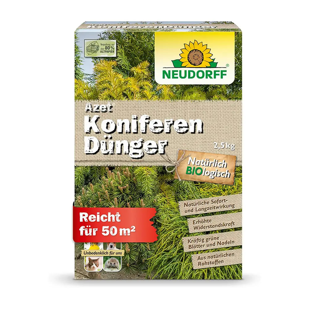 Ingrasamant organic conifere Neudorff Azet 2.5 kg, pentru frunzis verde intens si plante rezistente