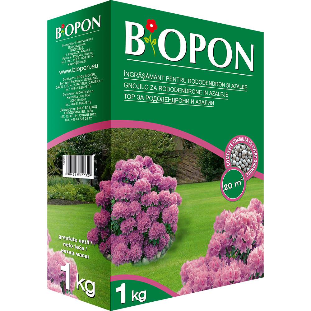 Ingrasamant granulat BIOPON pentru rododendroni si azalee, inflorire intensa si sol acid, 1 kg