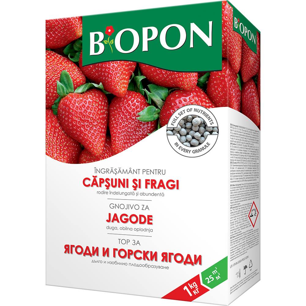 Ingrasamant granulat BIOPON pentru capsuni si fragi, fructe dulci si productie abundenta, 1 kg
