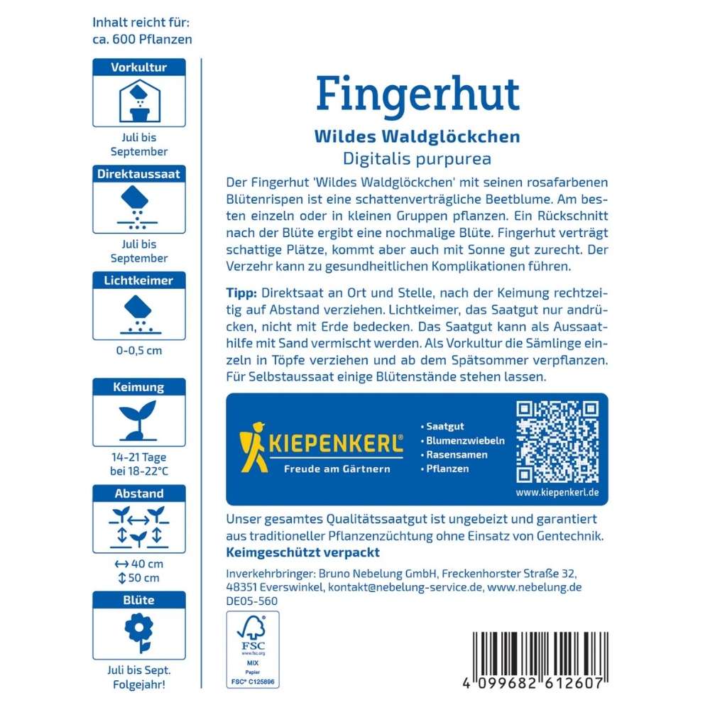 Seminte de degetar salbatic – aspect natural pentru zone umbrite, ajunge pentru 600 Plante