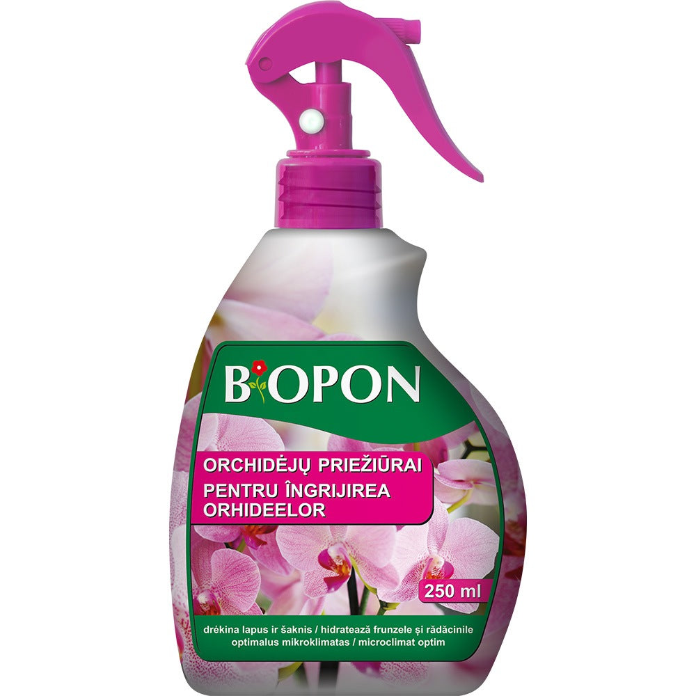 Spray Luciu BIOPON Frunze pentru Orhidee, hidratare frunze si radacini, 250 ml