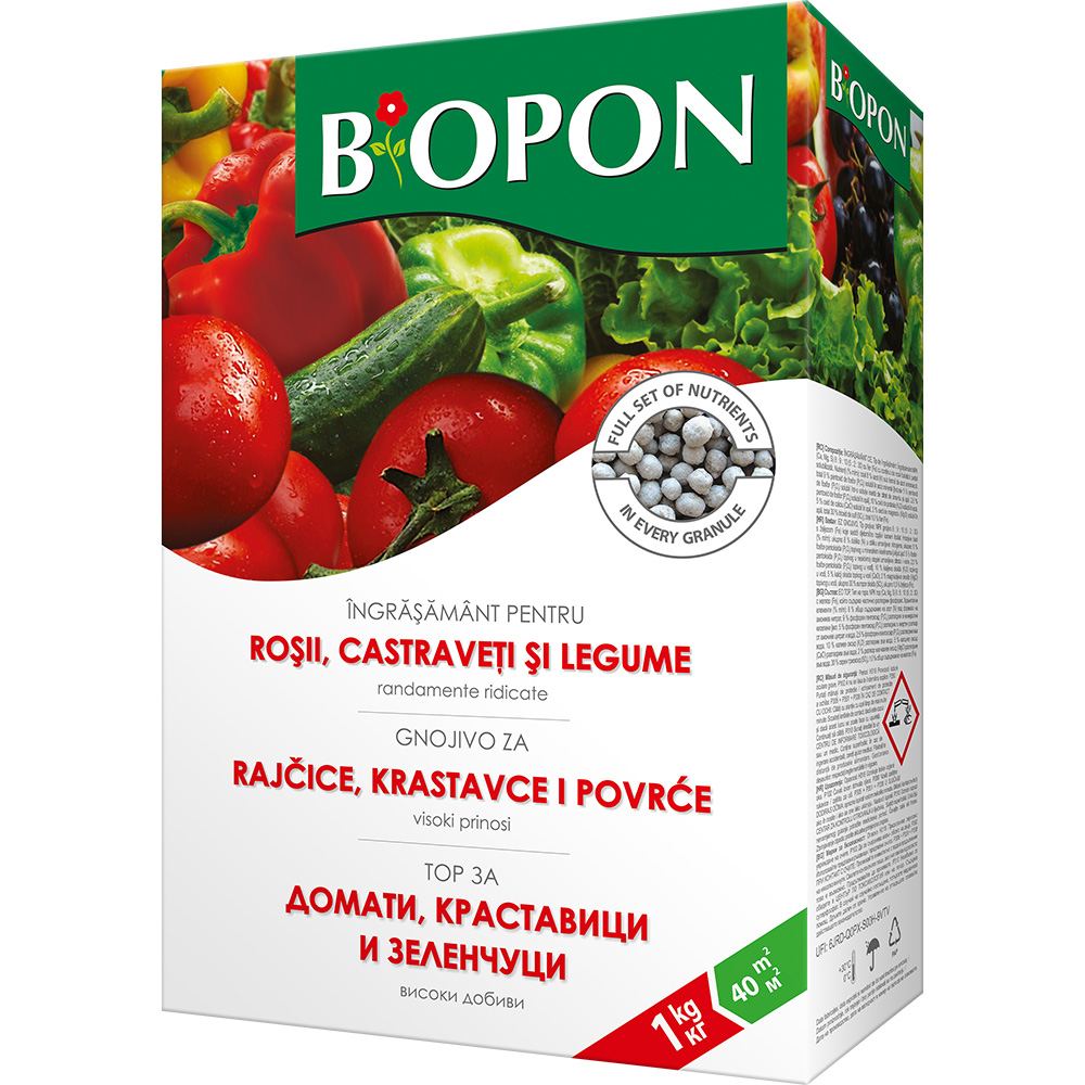 Ingrasamant granulat BIOPON pentru rosii, castraveti si legume, rod bogat si crestere viguroasa, 1 kg
