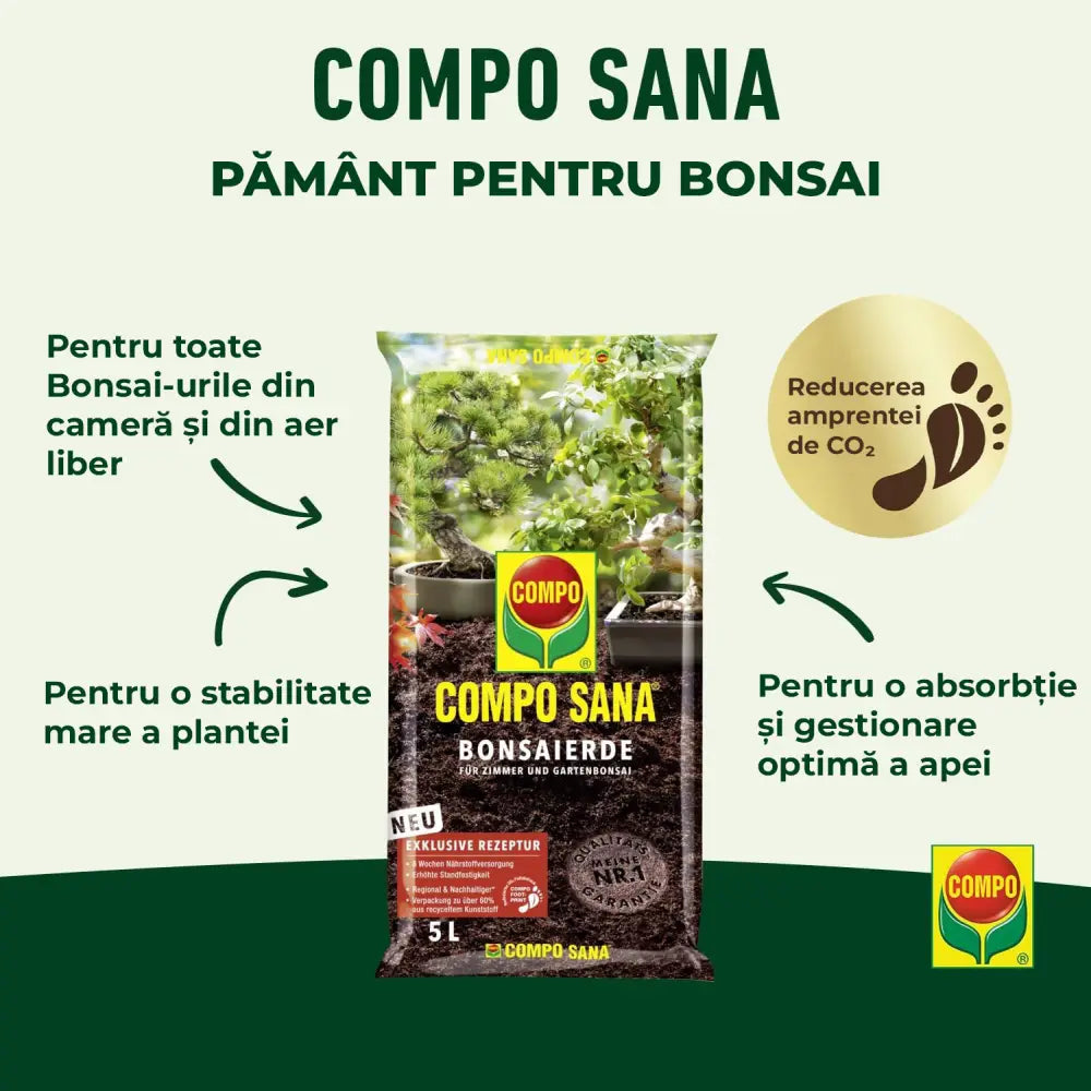 Pamant special Compo Sana pentru bonsai interior si exterior 5 litri cu fertilizare 8 saptamani