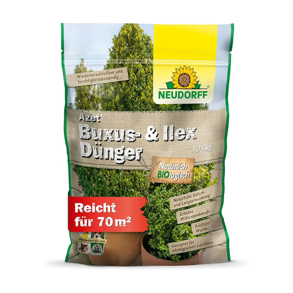 Ingrasamant organic Neudorff Azet pentru Buxus si Ilex 1 kg – efect imediat si de lunga durata pentru plante vesnic verzi sanatoase
