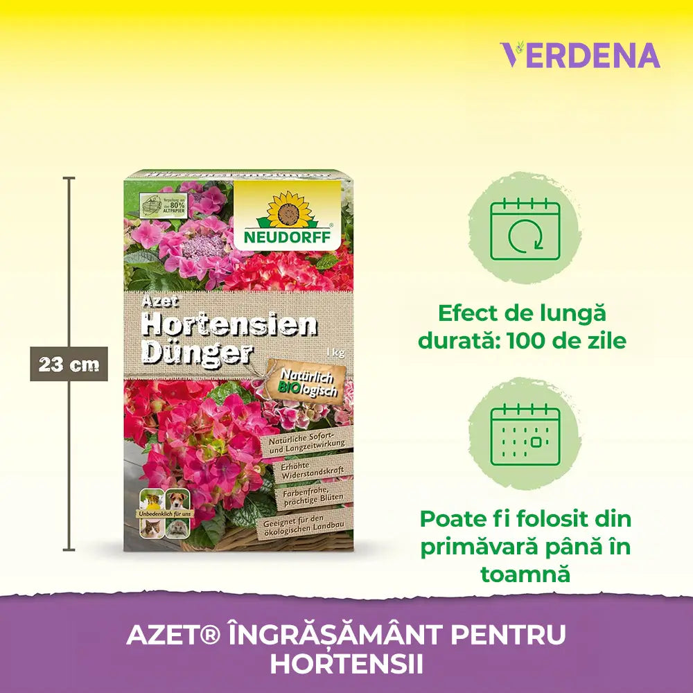 Ingrasamant organic Neudorff Azet pentru hortensii, camelii si bougainvillea 1.75 kg – inflorire intensa si radacini puternice