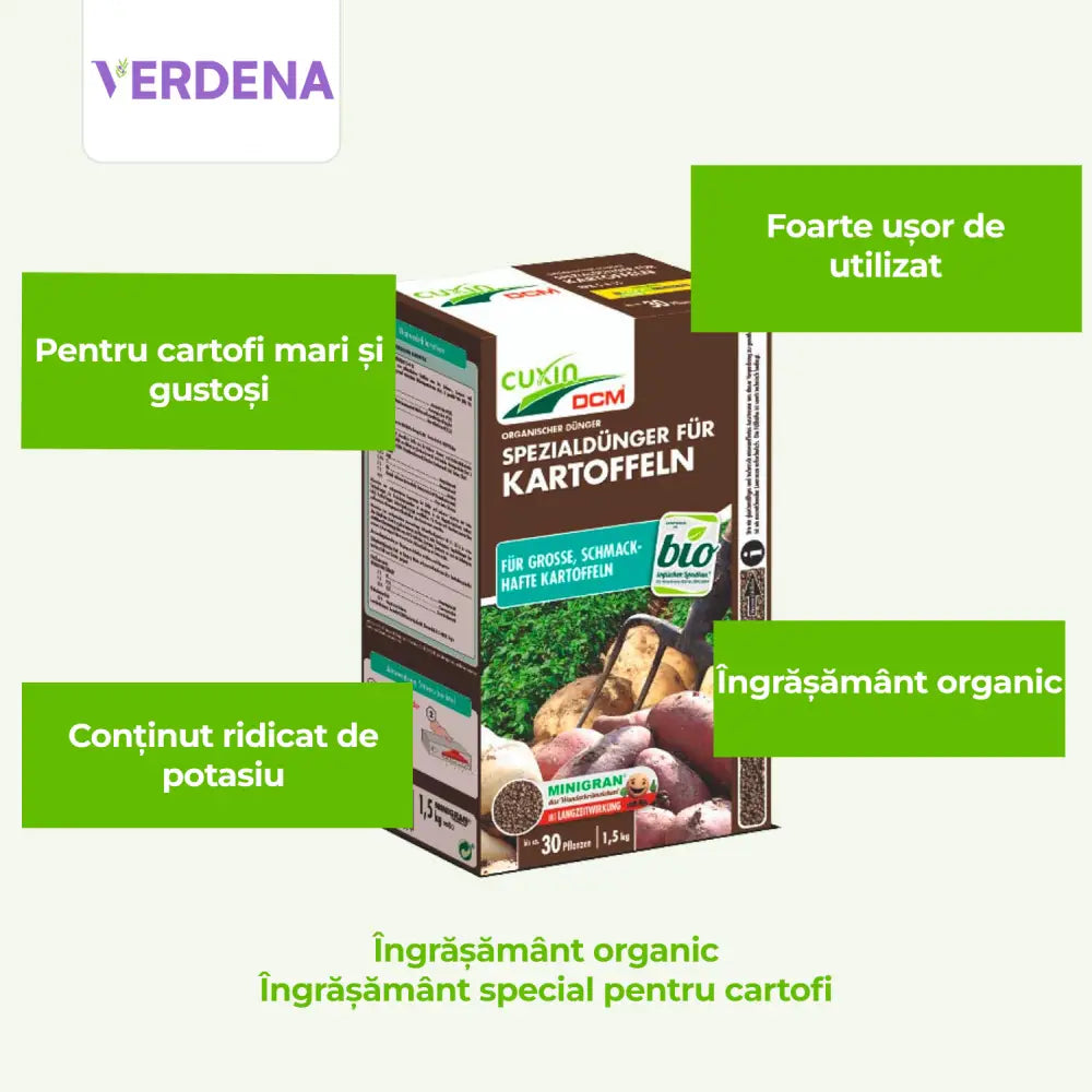 Ingrasamant organic Cuxin DCM pentru cartofi 1.5 kg cu tehnologie Minigran pentru 30 mp