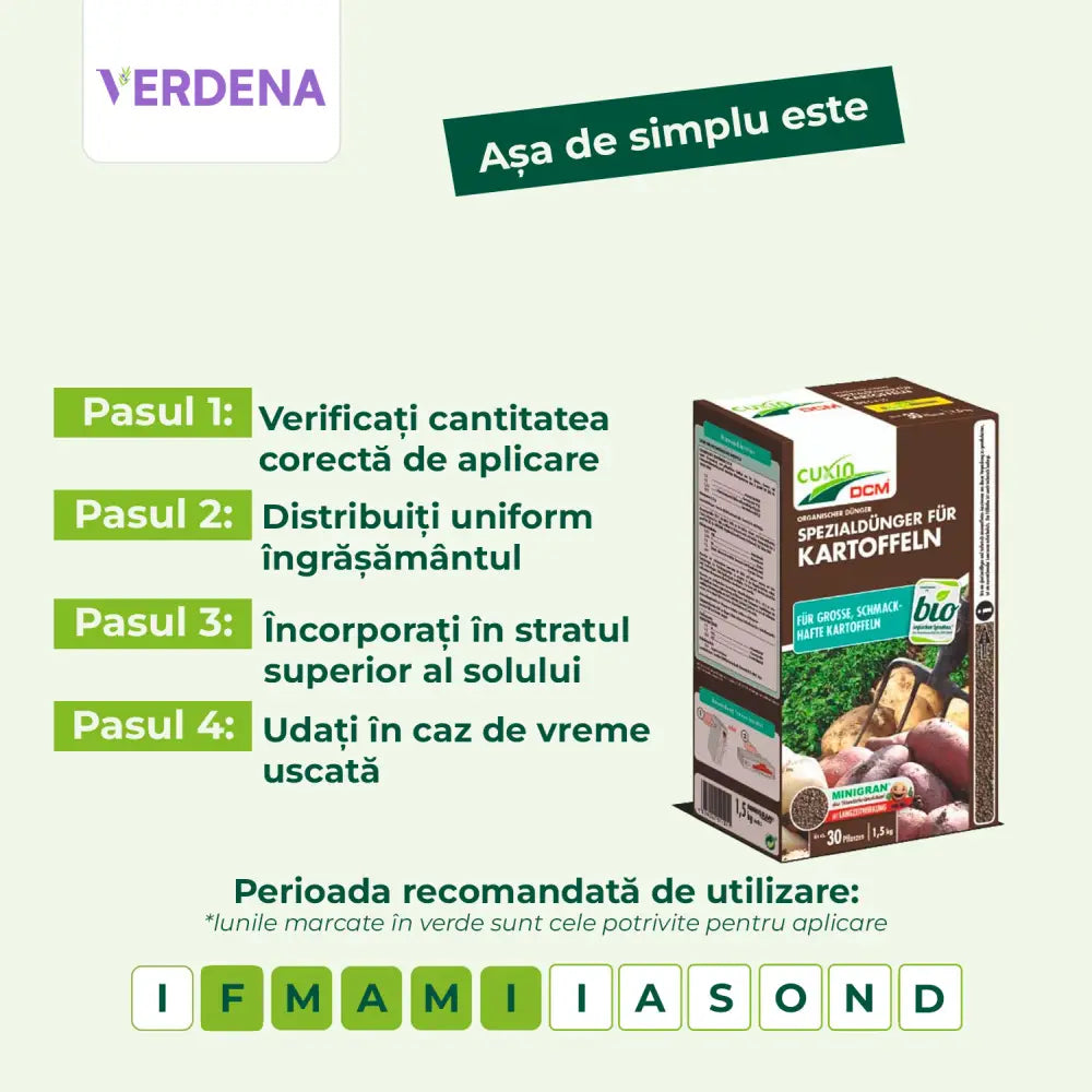Ingrasamant organic Cuxin DCM pentru cartofi 1.5 kg cu tehnologie Minigran pentru 30 mp