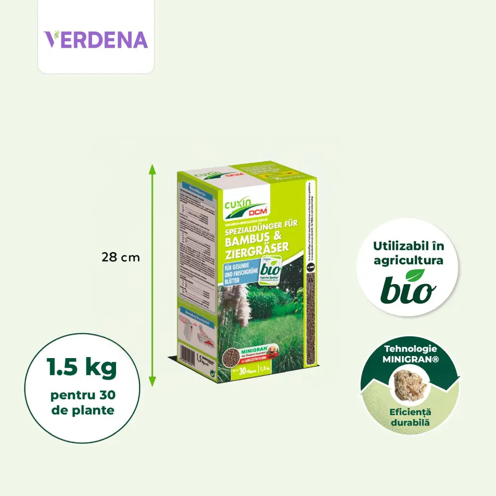 Ingrasamant special Cuxin DCM pentru bambus si ierburi decorative 1.5 kg cu siliciu si magneziu – fertilizare organo-minerala cu eliberare controlata