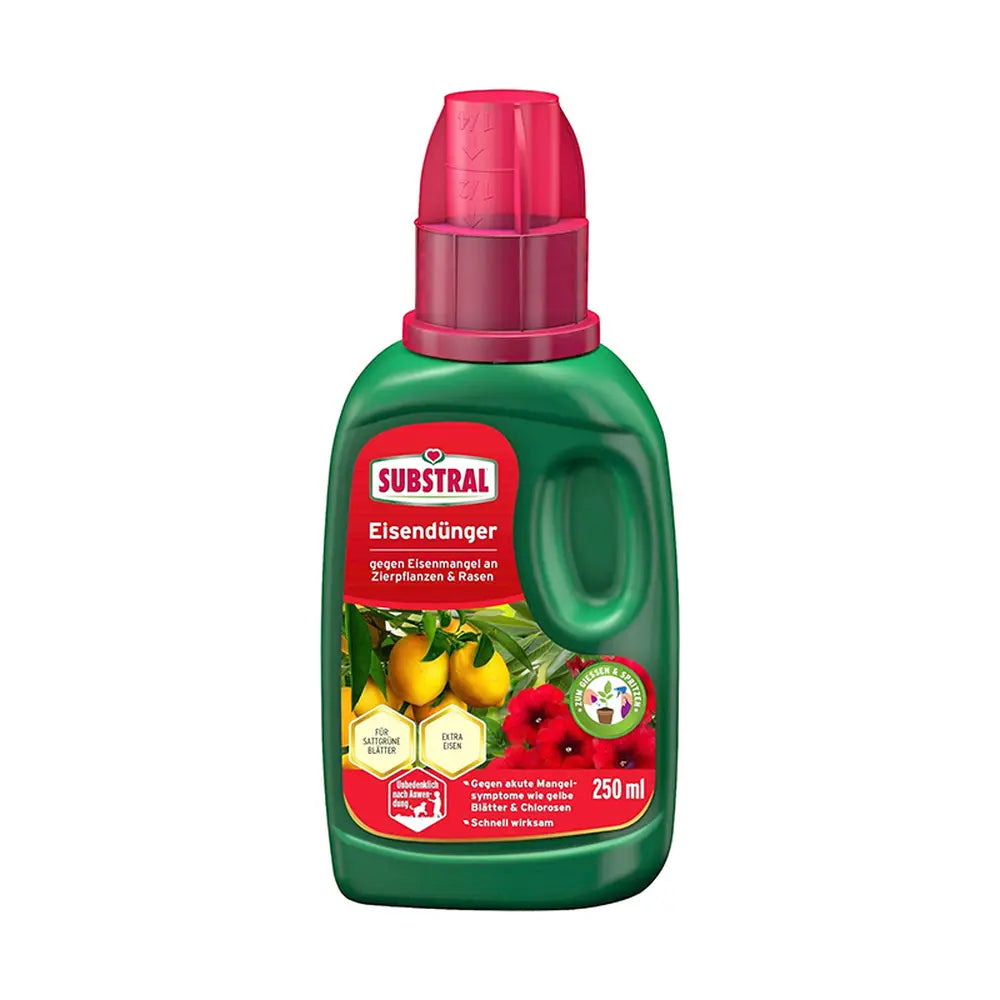 Fertilizant lichid Substral cu fier impotriva clorozei si frunzelor galbene pentru plante ornamentale si gazon 250 ml