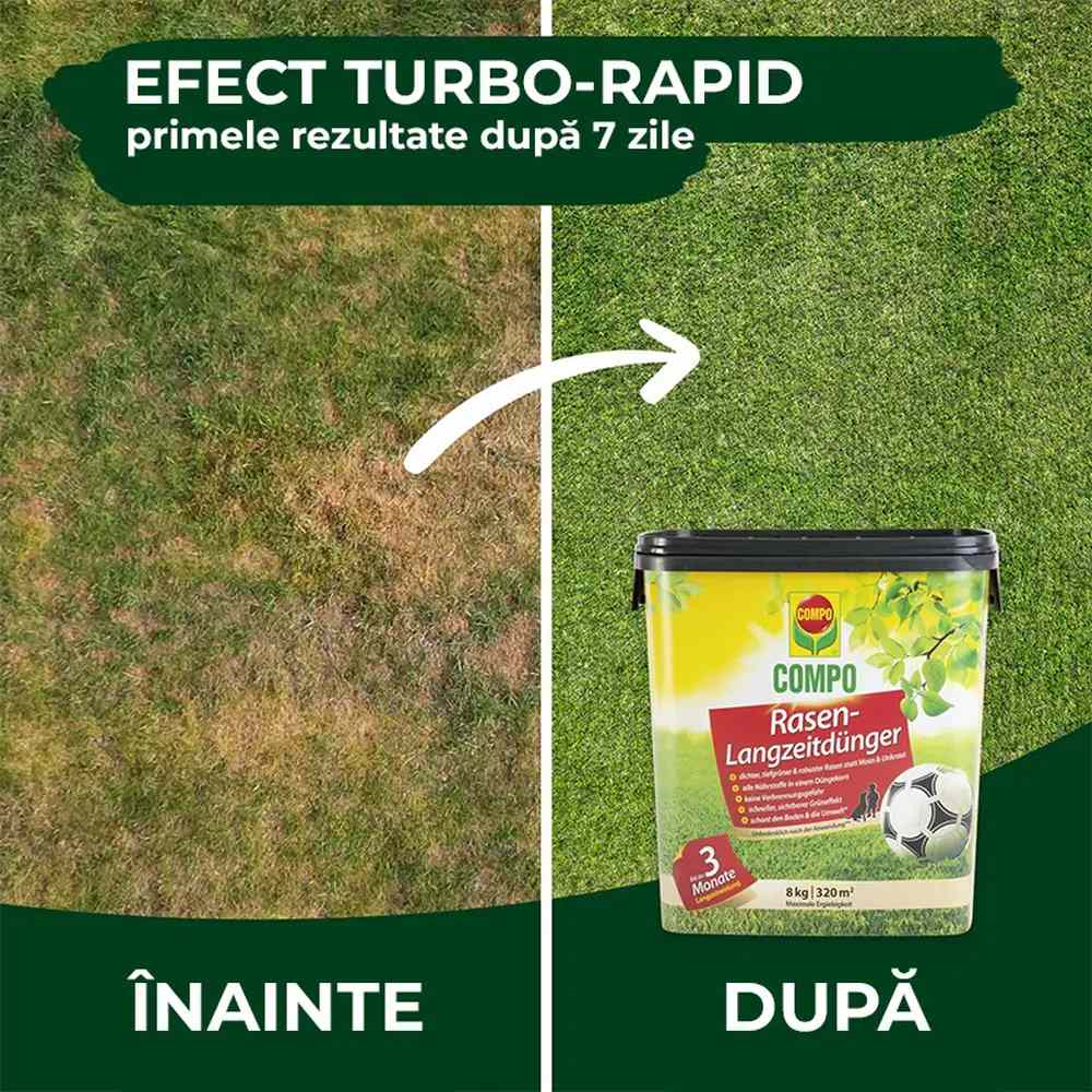 Ingrasamant gazon Compo efect de 3 luni 8 kg pentru 320 mp granule fine