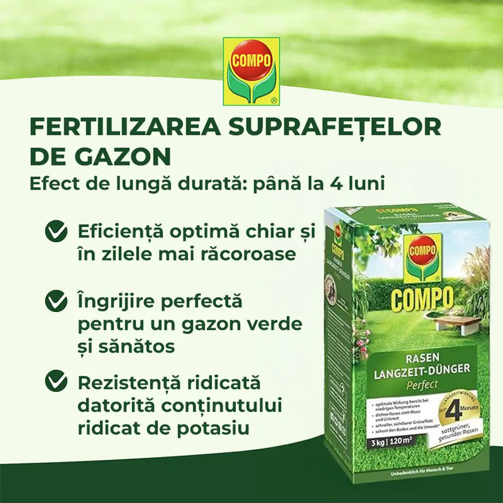 Ingrasamant gazon Compo efect de lunga durată anti-muschi si buruieni 1.5 kg pentru 60 mp