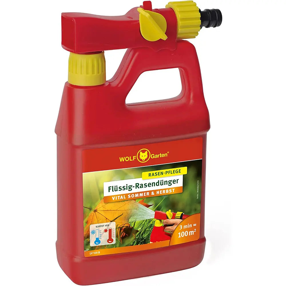 Ingrasamant lichid gazon Wolf Garten LL300, 3 l pentru 300 mp, fertilizare rapida si eficienta, aplicare simpla prin conectare la furtunul de gradina