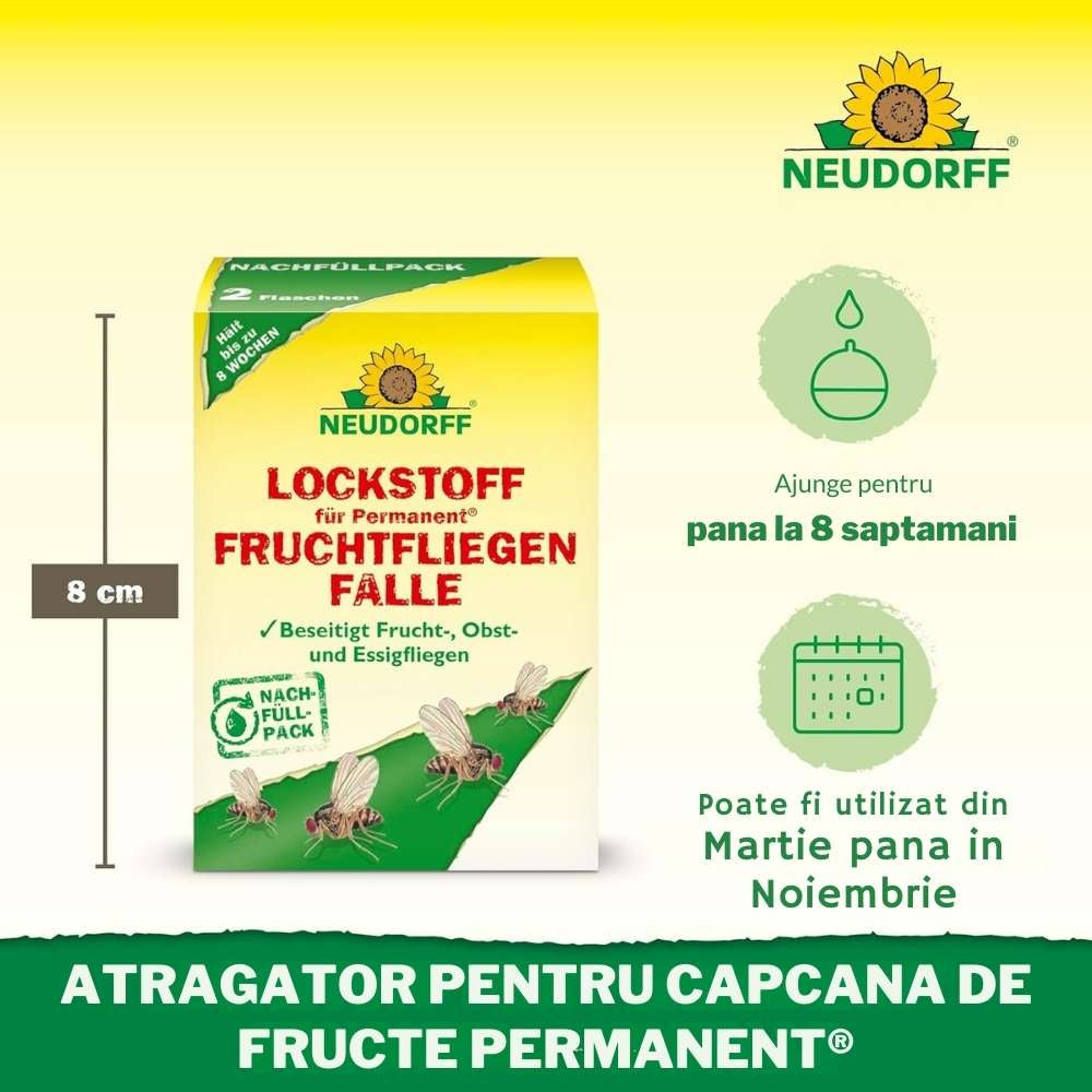 Atrament capcana muste de fructe NEUDORFF, 2 rezerve x 30 ml, atractant alimentar fara insecticide