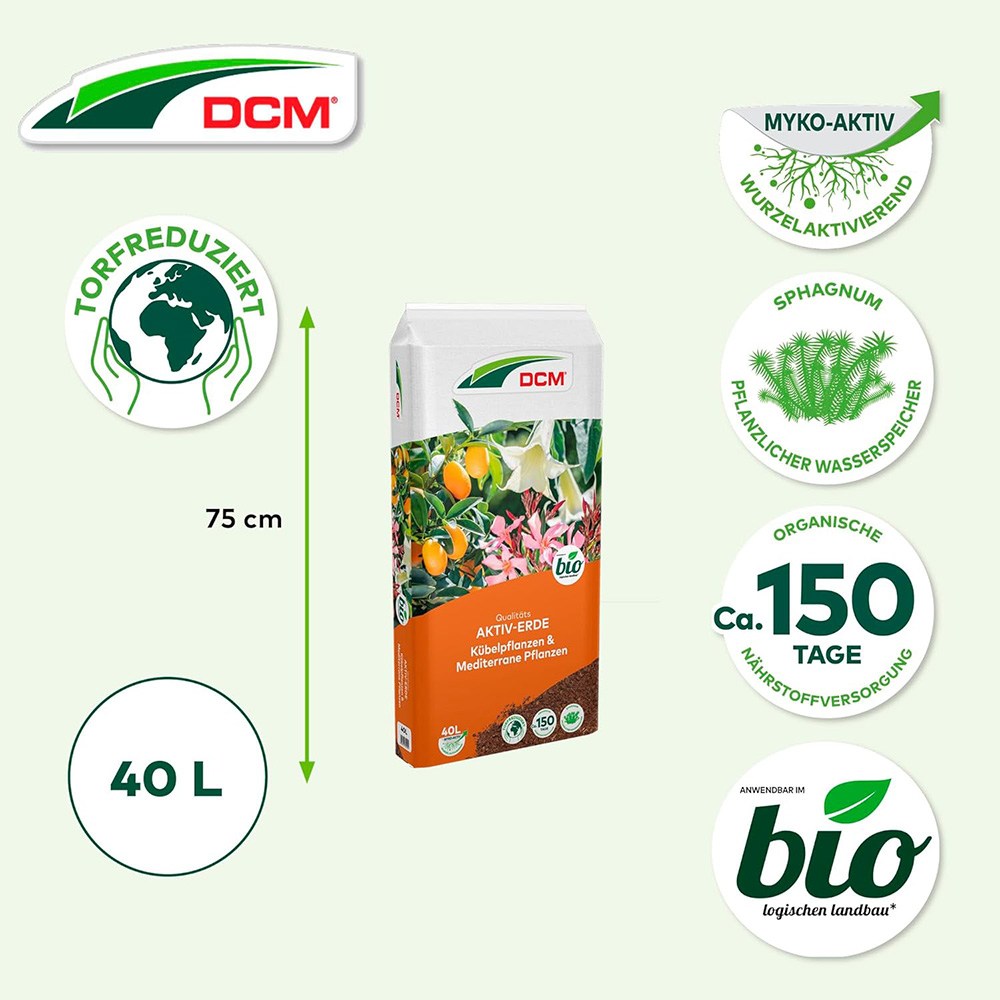 Pamant nutritiv pentru plante mediteraneene si plante la ghiveci DCM Cuxin, cu muschi sphagnum si micorize, organic, 20 L