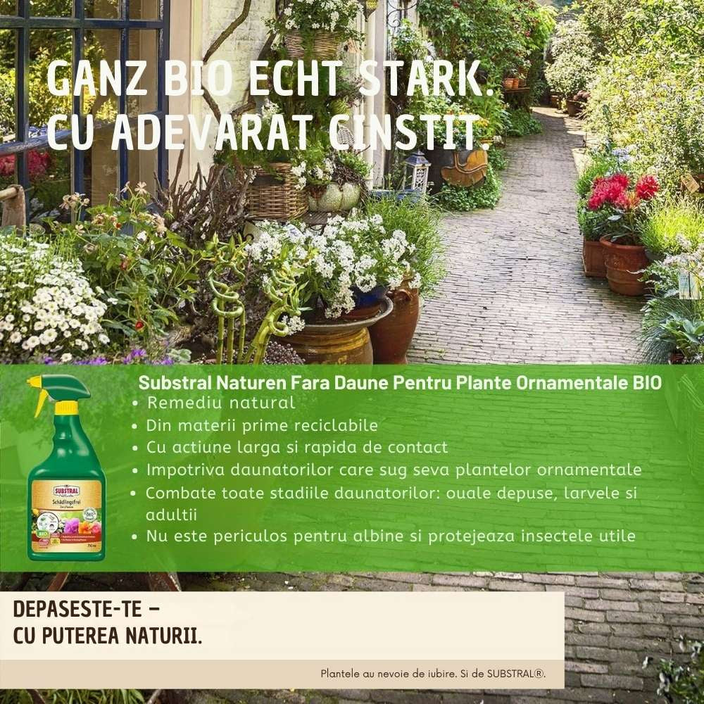Spray anti daunatori SUBSTRAL Naturen pentru plante ornamentale, remediu natural contra afidelor, musculitei albe si paianjenilor, 750 ml