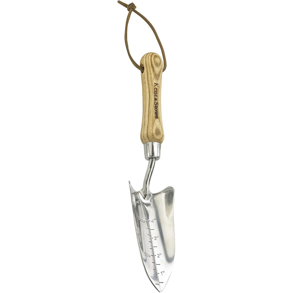 Lopatica de plantare KENT & STOWE din otel inoxidabil, pentru plantare si repicare, maner din lemn de frasin, 32.5 cm, 15 ani de garantie
