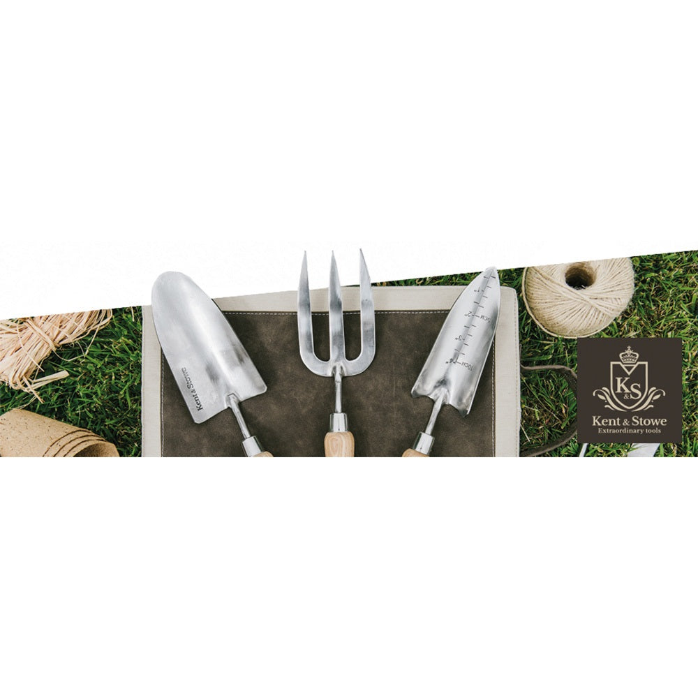 Lopatica plantare KENT & STOWE din inox, maner din lemn de frasin, 33 cm, garantie 15 ani
